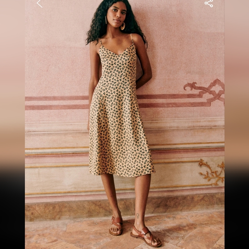 Sezane Marguarita Leopard Print Midi Dress
